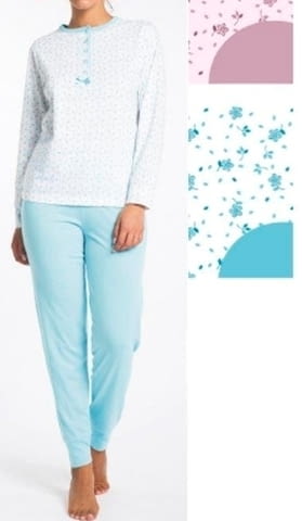 Karelpiu 4XL, 5XL бледорозова, светлосиня дамска 100% памучна пижама памучни пижами големи размери - снимка 1