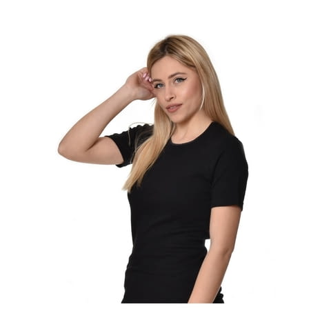 S, M, L, XL, XXL италианска черна, бяла дамска 100% памучна тениска с къс ръкав женско памучно бельо - снимка 2