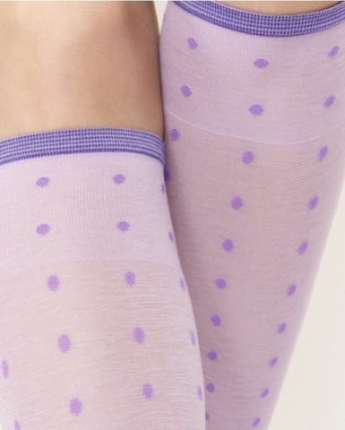 Philippe Matignon яркорозови, светлолилави фигурални три четвърти памучни чорапи до колената - снимка 4