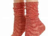 Philippe Matignon светлосиви, ръженочервени женски къси фигурални чорапи от вискоза Филип Матинон