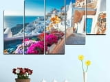 Декоративно пано за стена от 5 части - изглед от остров Санторини Гърция - HD-983