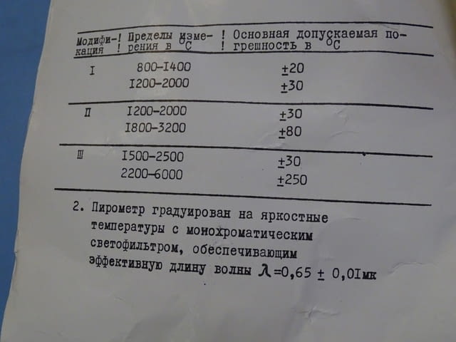 Оптичен пирометър ОППИР-017 - град Пловдив | Инструменти - снимка 10