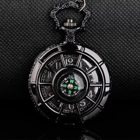 Нов Джобен часовник черен с компас бели цифри числа хубав, град Радомир | Часовници - снимка 1