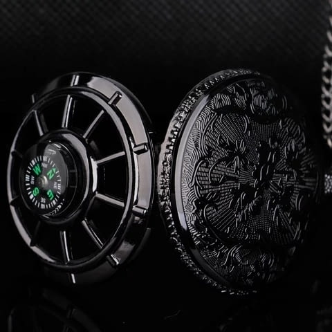 Нов Джобен часовник черен с компас бели цифри числа хубав, град Радомир | Часовници - снимка 5