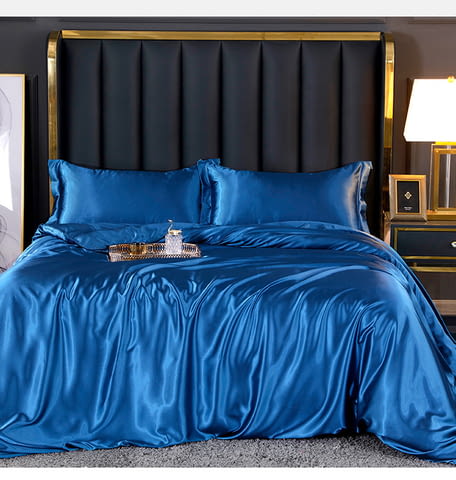 Real Blue Висококачествен Спален Комплект от Сатен 4 Части, град София | Спално Бельо / Текстил