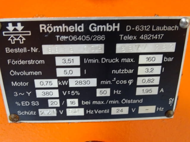 Хидравличен агрегат Römheld 6816 Hydraulic Power Units 380VAC, 160Bar - снимка 2