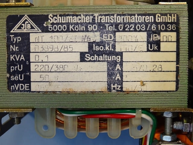 Трансформатор Schumacher Transformator NT 100/KI 380/220/50V, град Пловдив - снимка 5