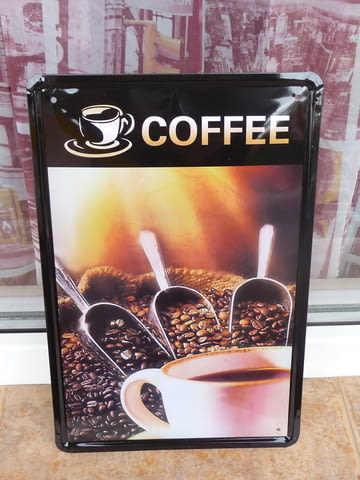 Метална табела кафе магазин еспресо капучино лъжички лъжици