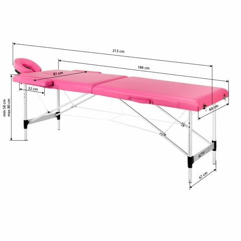 Преносима двусекторна кушетка Komfort Activ Fizjo - розово 213 х 60/81 х 62/81 см - снимка 4