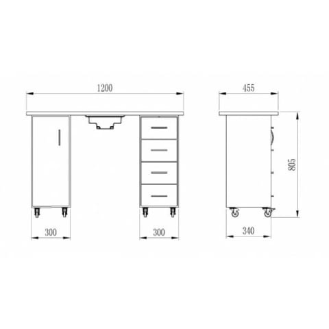 Маса за маникюр с прахоуловител SONIA - Toli 120 x 45.5 x 80.5 см - 25W - снимка 2