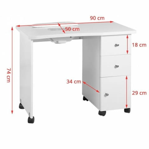 Маса за маникюр с прахоуловител 011B бяла - 74 x 50 x 90 x см - 6W - снимка 2