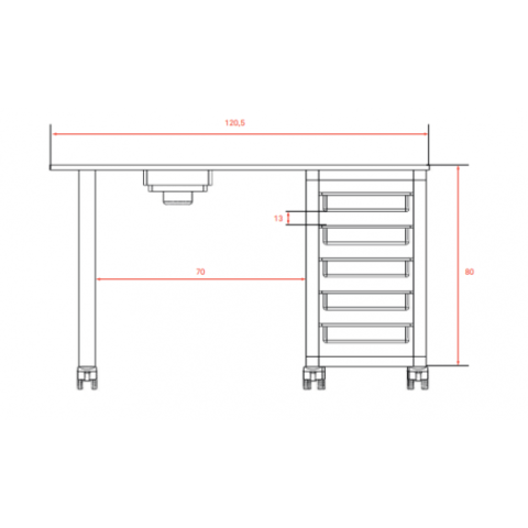 Маса за маникюр с прахоуловител Ulnar 120 х 45 х 80 см - 32W, city of Sofia - снимка 3