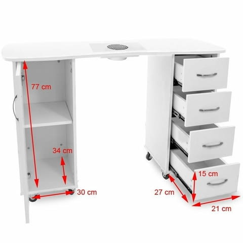 Маса за маникюр с прахоуловител модел 115632 - 121 x 46 x 81 см - 25W - снимка 4