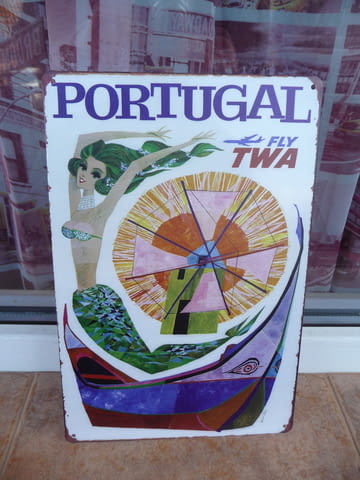 Метална табела разни Португалия русалка вятърна мелница TWA, град Радомир - снимка 1