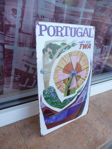 Метална табела разни Португалия русалка вятърна мелница TWA, град Радомир - снимка 2