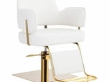 Фризьорски стол Linz Gold - бял/черен/сив