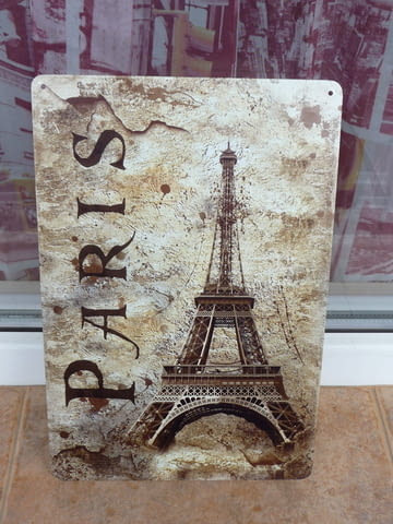 Метална табела Париж Айфеловата кула ретро метал символ, city of Radomir | Paintings - снимка 1