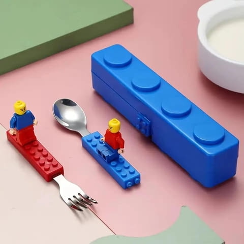 Лъжичка и виличка с дръжка във форма на блокче тип Лего Lego, град Радомир - снимка 6