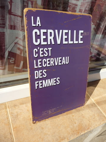 Метална табела надпис за мозъка на жените мозъци френски език - снимка 2