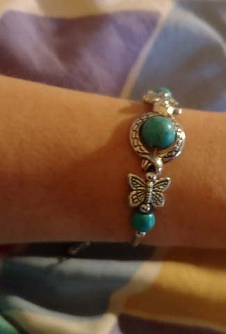 Гривна Сини Тюркоазени пеперудки Silver, Lady's, Turquoise - city of Bеrkovitsa | Bracelets - снимка 3