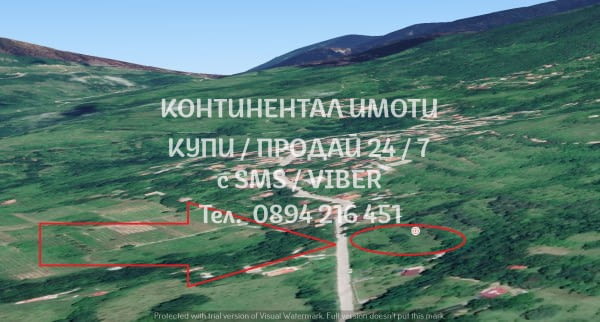 Код 62231. Панорамен поземлен имот 2800м2, с лице 25м. на шосето за селото, - снимка 1