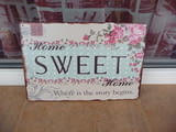 Метална табела послание Дом сладък дом Sweet home цветя