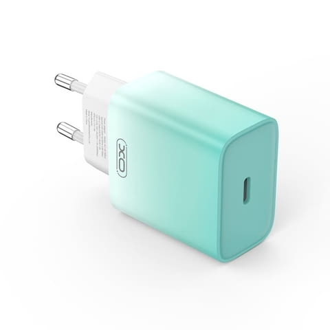 Зарядно за телефон CE18, стенно, PD 30W, 1 x USB-C, бяло/син – XO - снимка 1