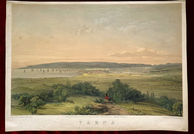 1854г ВАРНА България Голяма Цветна ЛИТОГРАФИЯ - city of Varna | Antiques - снимка 2