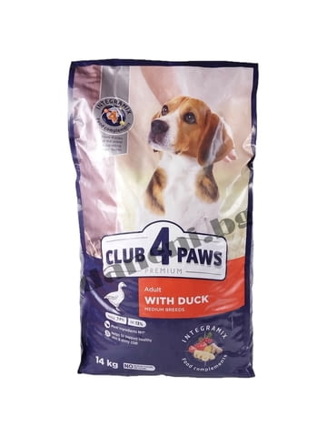 Суха храна за кучета Club 4 Paws Premium Adult Dog Medium Breeds, Патица 14 кг