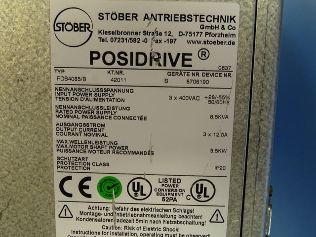 Конвектор STOBER POSIDRIVE FDS 4085/B servo convector 3x400VAC - снимка 8