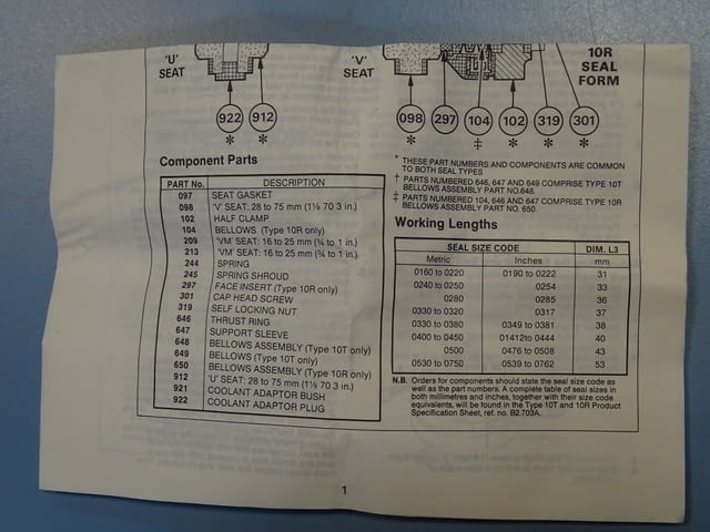 Керамичен съединител/уплътнение John Crane PTFE Bellows Seal J3402/1 - снимка 3