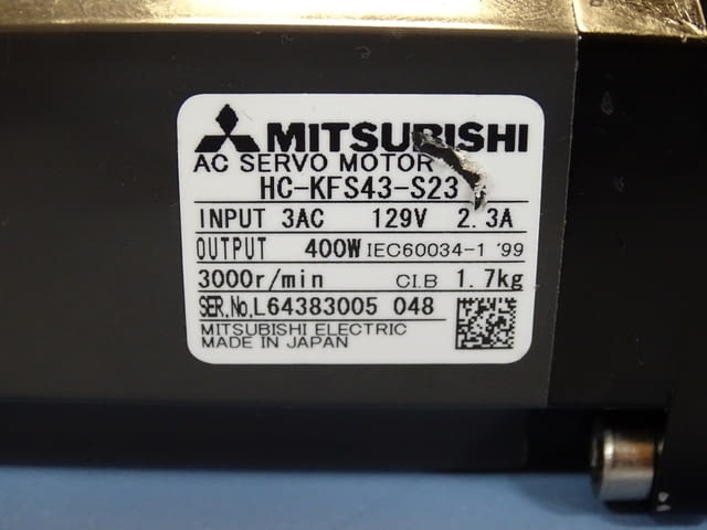 Серво мотор MITSUBISHI HC-KFS43-S23 AC servo motor 129V 3000min-1 - снимка 2