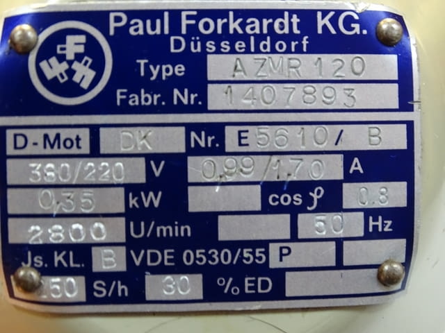 Електрозатегащо устройство Forkardt AZMP 120 electro actuator 2800min-1 - снимка 7