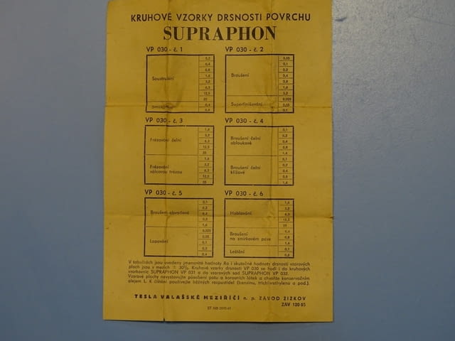 Еталон за проверка на грапавост SUPRAPHON VP-031 0.1-25, град Пловдив | Инструменти - снимка 7