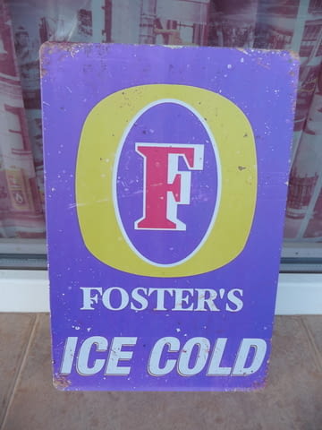 Метална табела бира Foster's Ice Cold ледено студена бирария, град Радомир - снимка 1