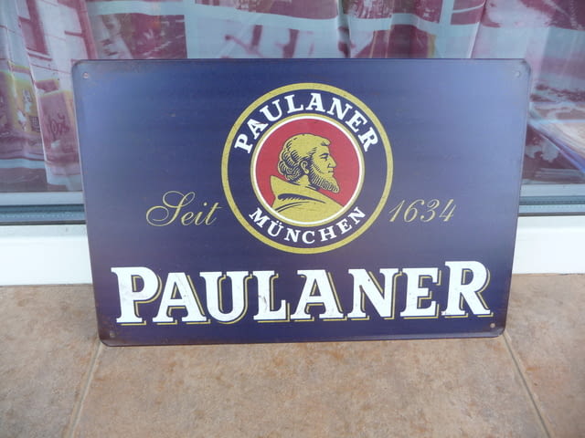 Метална табела бира Paulaner Munchen немска Мюнхен мътна светло тъмно - снимка 1