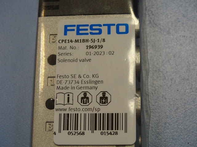 Разпределител пневматичен Festo CPE14-M1BH-5J-1/8 Solenoid Valve 24VDC - снимка 3