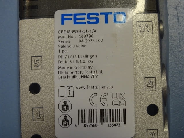 Пневматичен разпределител Festo CPE18-M3H-5L-1/4 Solenoid Valve 230VAC - снимка 3