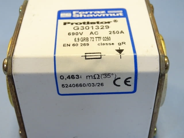 Предпазител Ferraz Shawmut Protistor G301329 6.9 GRB72TTF0250 Fuses 250A 690VAC - снимка 5