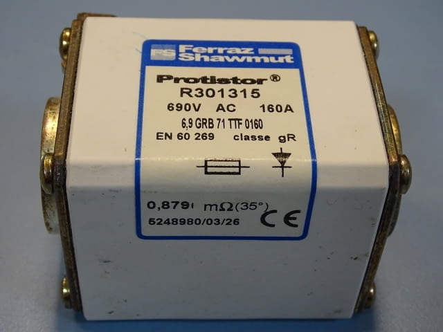 Предпазител Ferraz Shawmut Protistor R301315 Fuses 6.9GRB71TTF0160 160A 690VAC - снимка 5