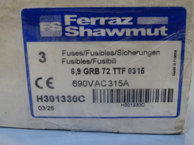 Предпазител Ferraz Shawmut Protistor H301330 Fuses 6.9GRB72TTF0315 315A 690VAC - снимка 9