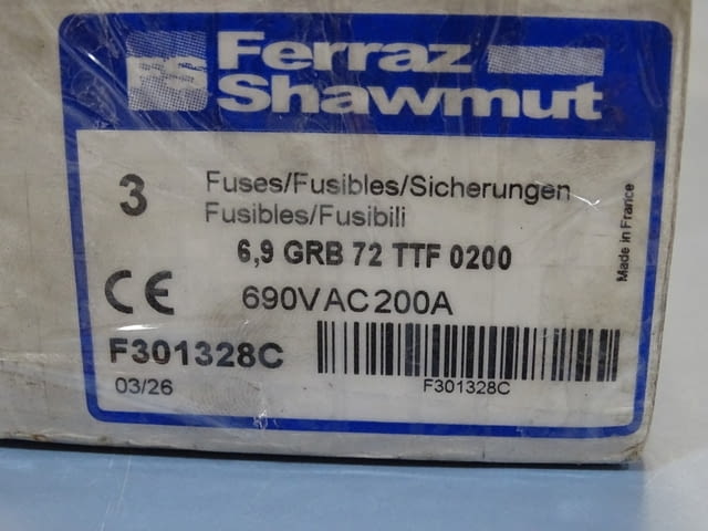 Предпазител Ferraz Shawmut Protistor F301328 Fuses 6.9GRB72TTF0200 200A 690VAC - снимка 7