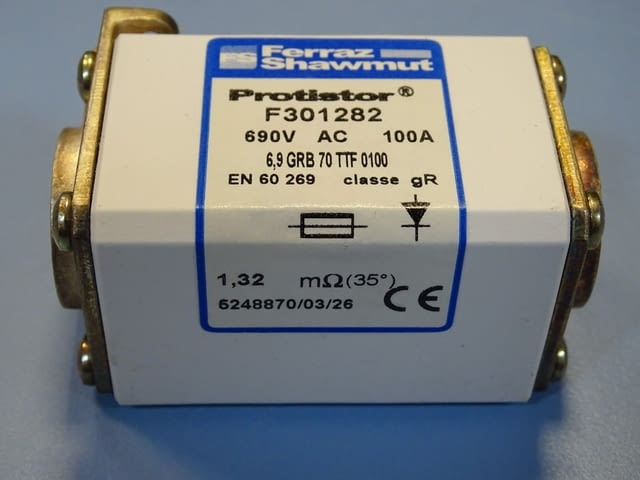 Предпазител Ferraz Shawmut Protistor F301282 Fuses 6.9GRB70TTF0100 100A 690VAC - снимка 5