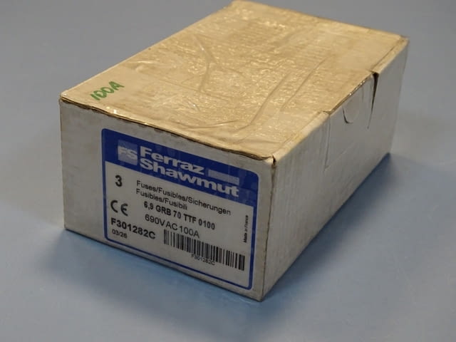 Предпазител Ferraz Shawmut Protistor F301282 Fuses 6.9GRB70TTF0100 100A 690VAC - снимка 7