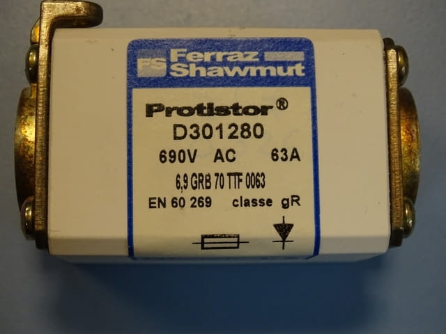 Предпазител Ferraz Shawmut Protistor D301280 Fuses 6.9GRB70TTF0063 63A 690VAC - снимка 5