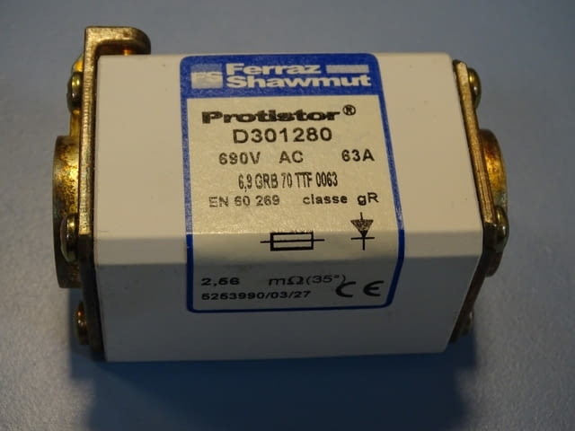 Предпазител Ferraz Shawmut Protistor D301280 Fuses 6.9GRB70TTF0063 63A 690VAC - снимка 6