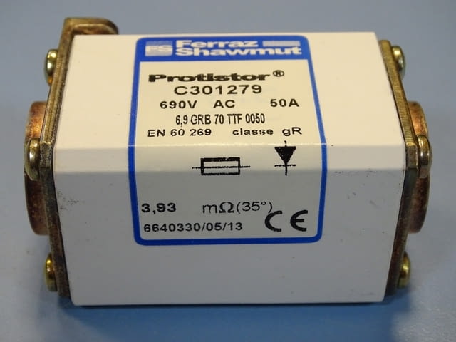 Предпазител Ferraz Shawmut Protistor C301279 Fuses 6.9GRB70TTF0050 50A 690VAC - снимка 7