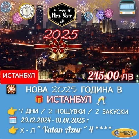 Нова година 2025 г. в Истанбул Нощувка и закуска, В чужбина, Автобус - град София | Празнични Оферти