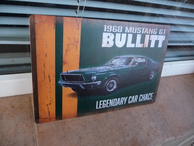 Метална табела кола 1968 Mustang GT BULLIT мустанг куршум бърза готина - снимка 2