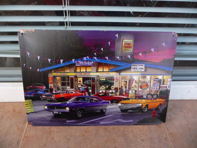 Метална табела кола бензиностанция заведение крайпътно бар американски - снимка 1